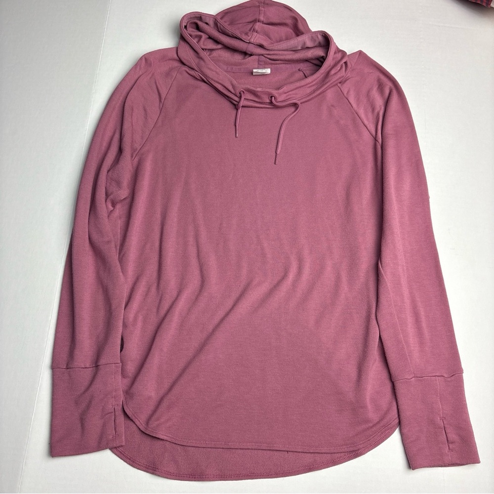 Athletic Works Women Large Sweatshirt Purple Pink Cowl Neck Pullover Lightweight
